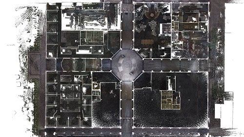 overhead view of scanned building