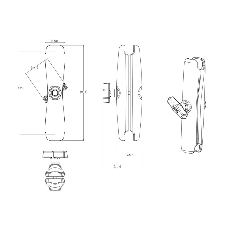 RAM Double Socket ARM - C Size Long