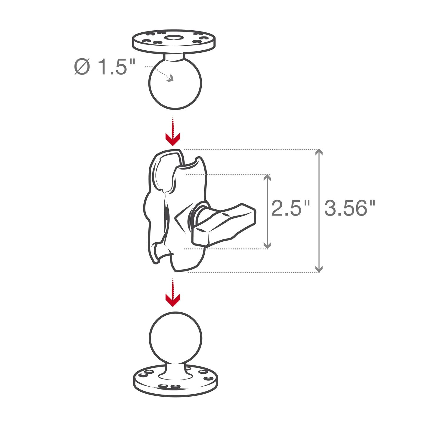 Ram Short Double Socket Arm - C Size Short