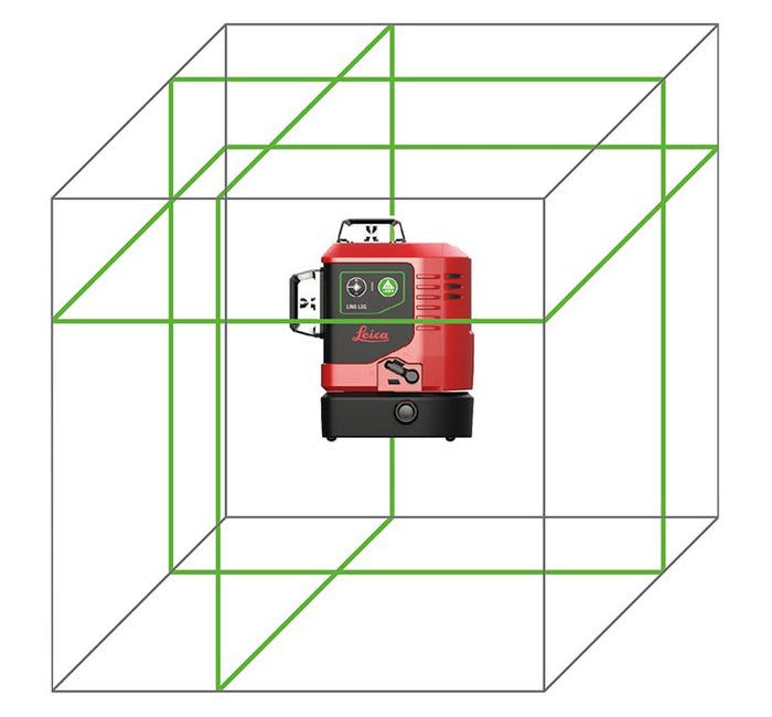 Leica Lino L6G-1 - 3x360 Green Beam Laser Level with Li-ion, Wallmount & Rugged case