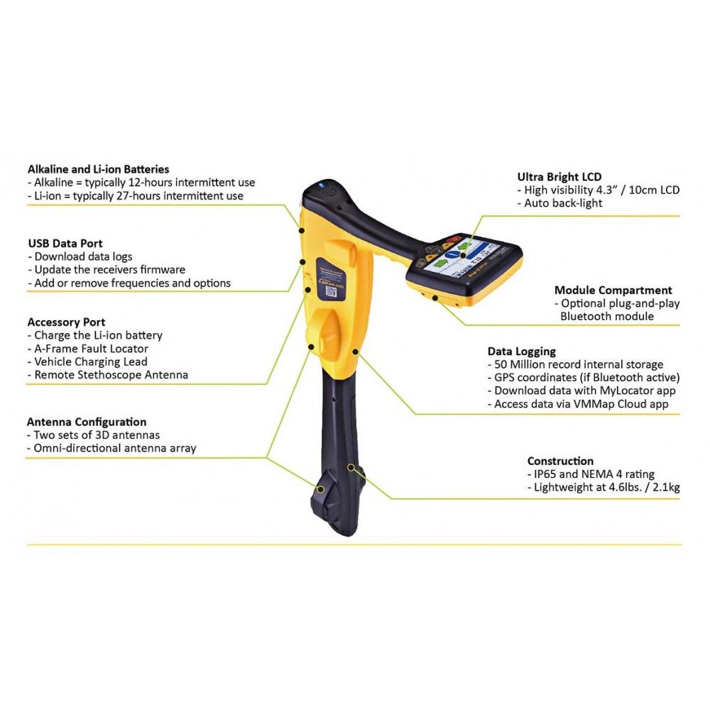 Vivax Metrotech vLoc3-Cam Sonde Receiver, 33kHz, Alk Bat no bag, V-VLOC3