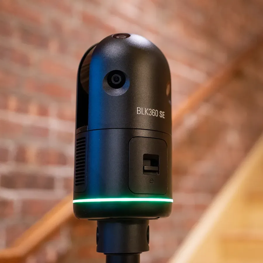 Leica BLK360 SE capturing an interior space for reality capture